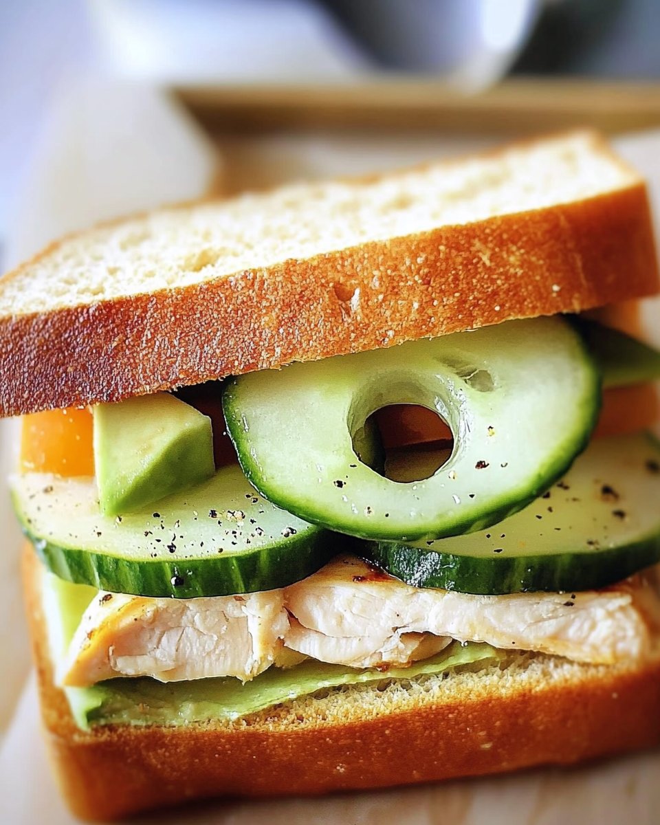 Sandwich with Chicken, Cucumber, and Avocado