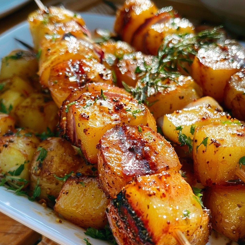 Saftige Gegrillte Honig-Senf Kartoffelspieße
