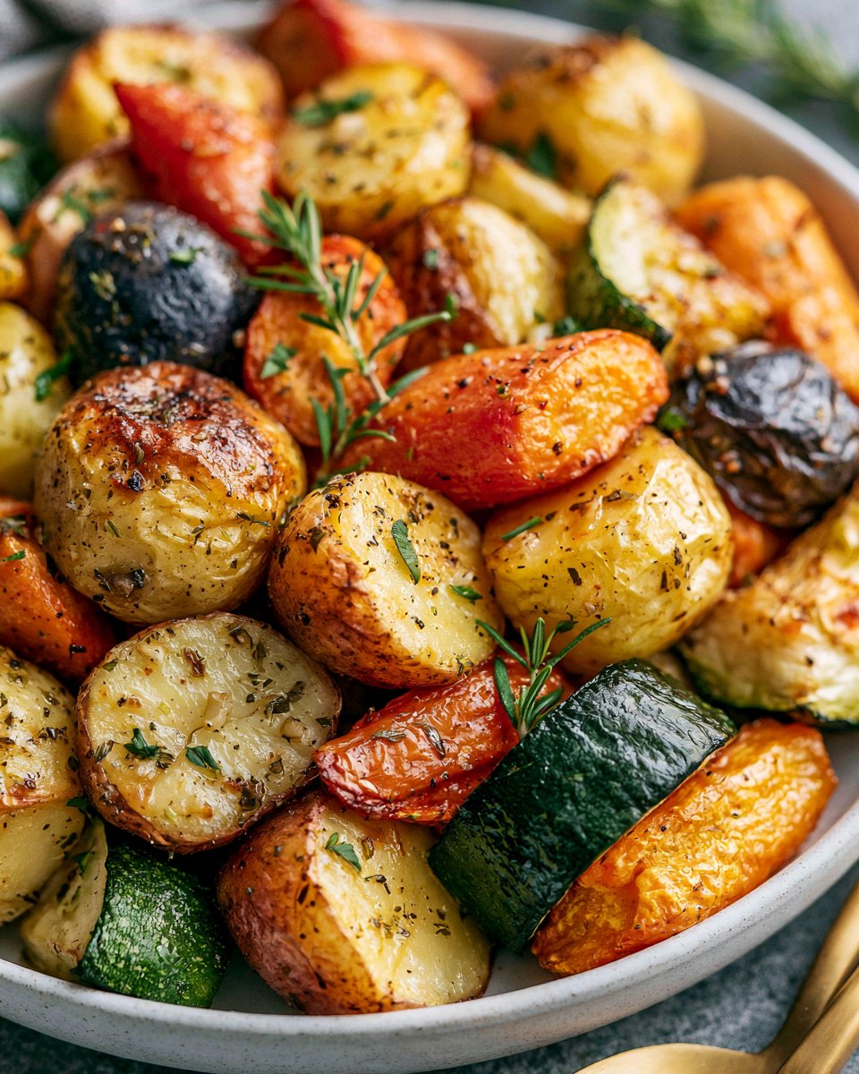 Garlic Herb Roasted Potatoes Carrots and Zucchini