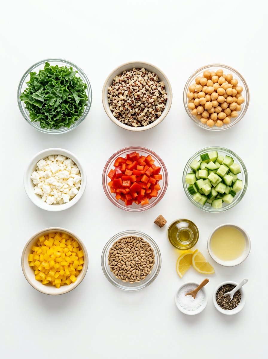 Kale Quinoa and Chickpea Salad