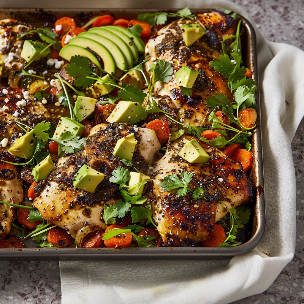 Sheet-Pan Za’atar Chicken With Carrot & Avocado Salad