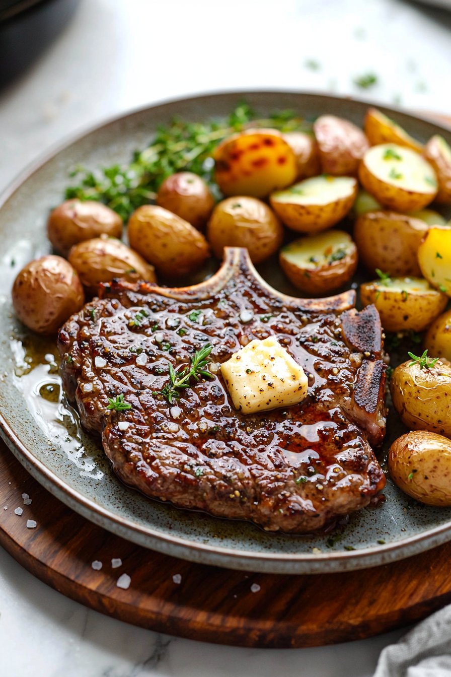 Air Fryer Garlic Butter Steak and Potatoes