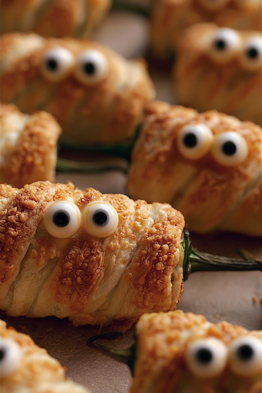 Asian Inspired Food with Googly Eyes | Mummy peppers halloween, Halloween party easy food ideas, Halloween party appetizers