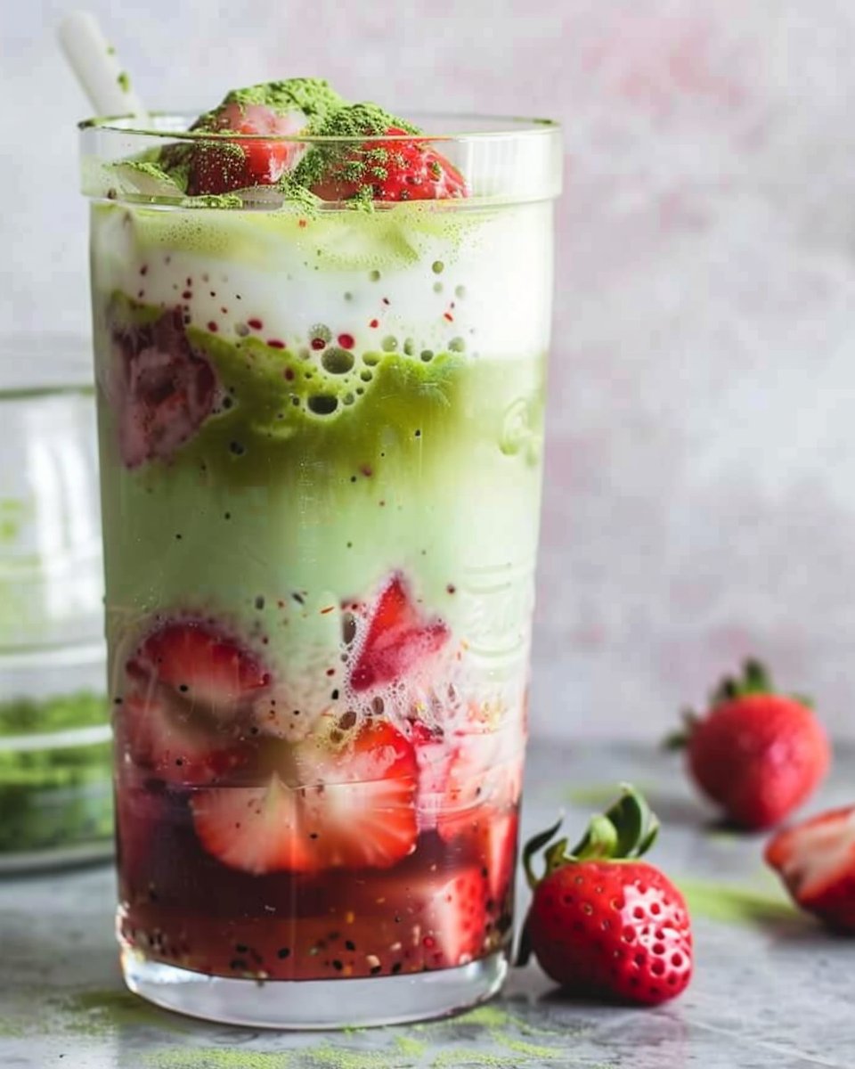 Iced Strawberry Matcha Latte (Refreshing & Creamy)