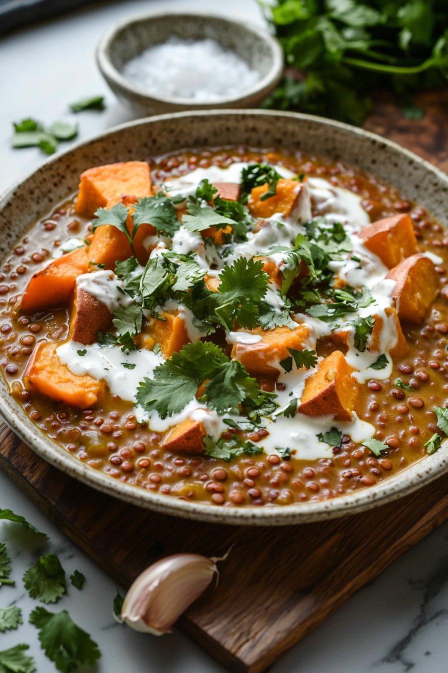 Creamy Sweet Potato Red Lentil Curry