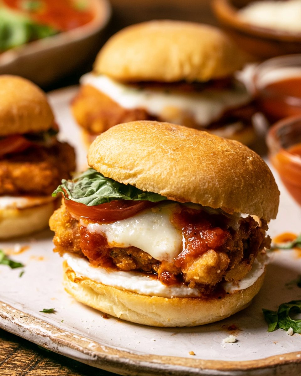 Easy Air Fried Crispy Chicken Parm Sliders