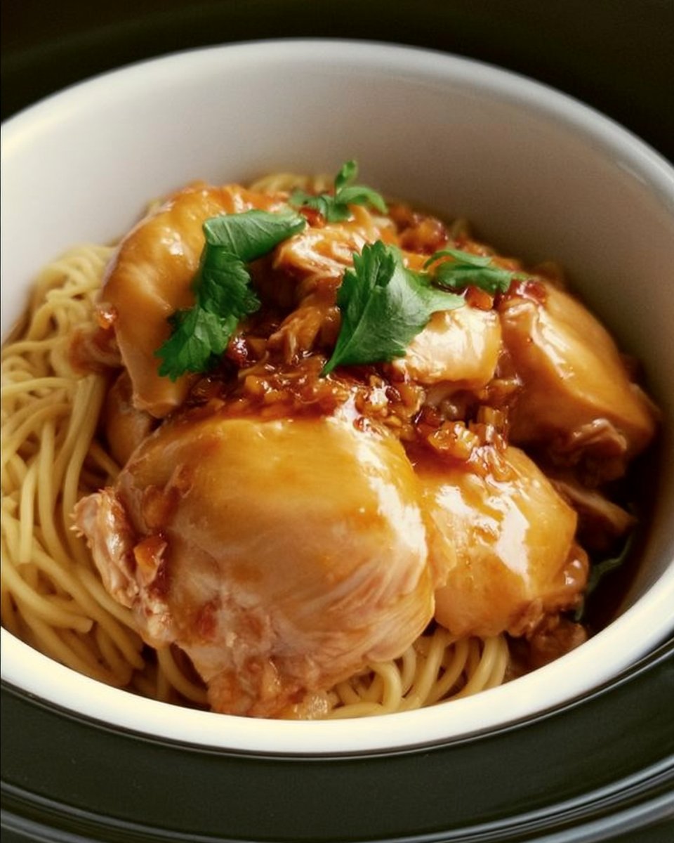 Crockpot Honey Garlic Chicken Noodles Recipe