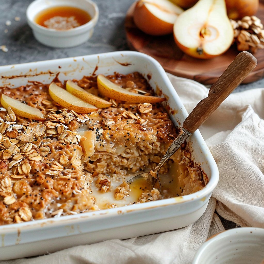 Vanilla Brown Butter Pear Baked Oatmeal