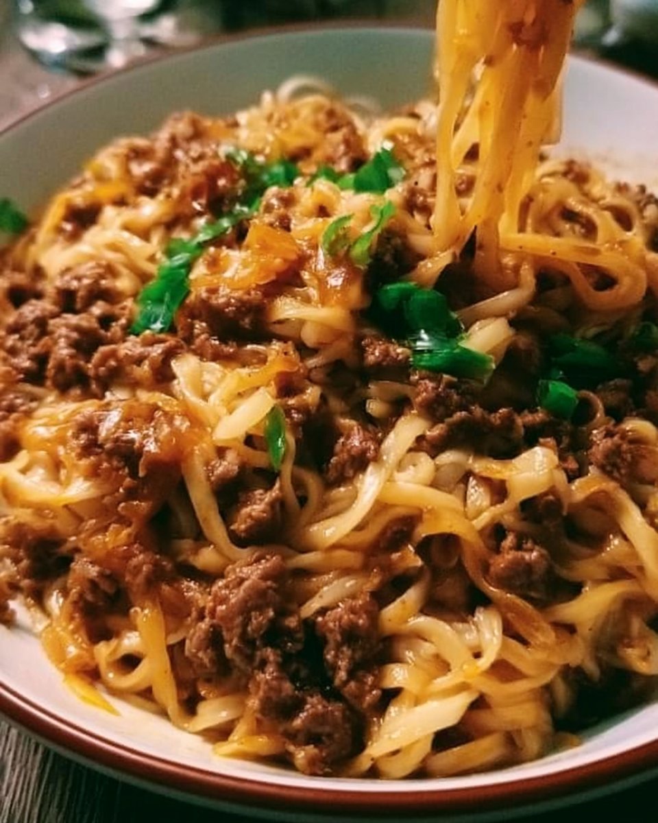 Mongolian Ground Beef Noodles Recipe