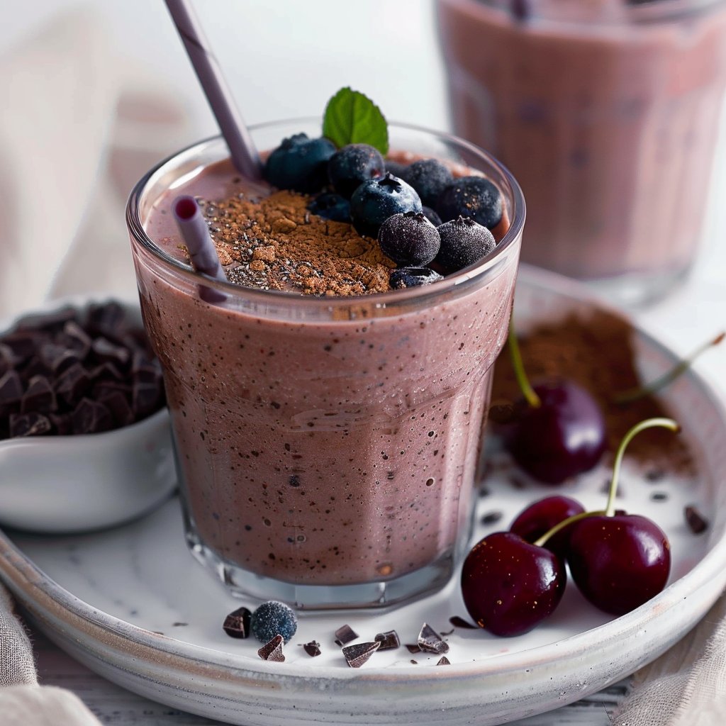 Chocolate, Blueberry and Cherry Kefir Smoothie