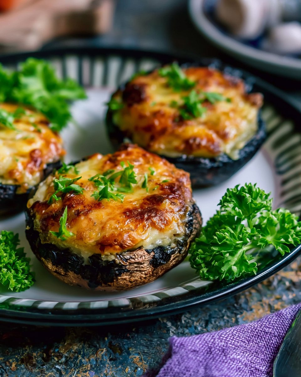 Cheesy Stuffed Portobello Mushrooms in the Air Fryer