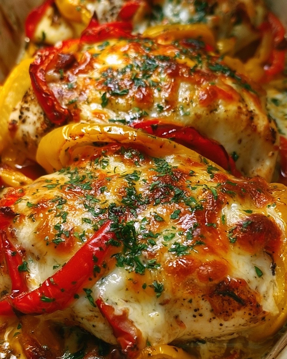 Cheesy Baked Chicken with Roasted Peppers
