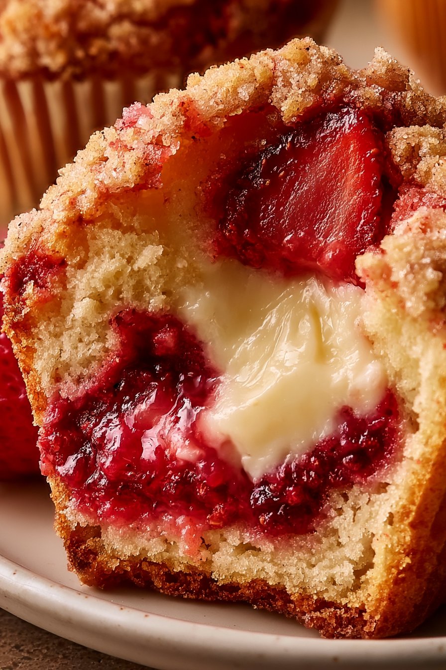 Strawberry Muffins with Cream Cheese Filling