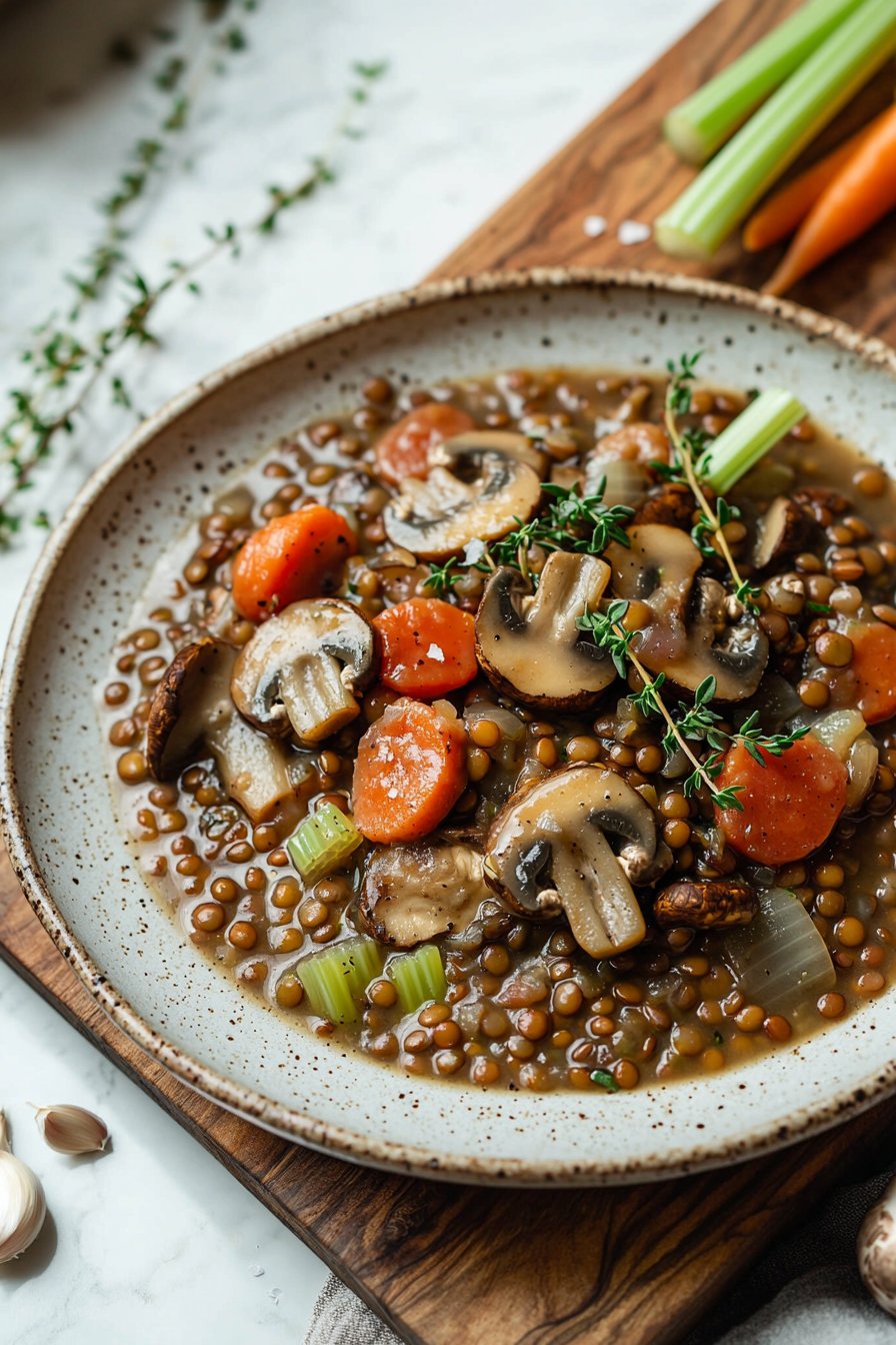 Hearty Vegan Lentil Mushroom Stew