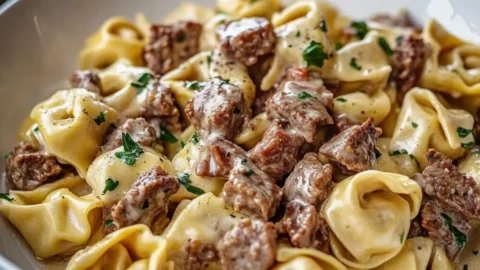 Indulge in Philly Cheesesteak Tortellini Pasta Bliss