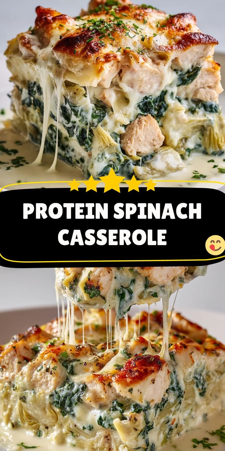 Spinach Artichoke Chicken Casserole That Is Protein Packed