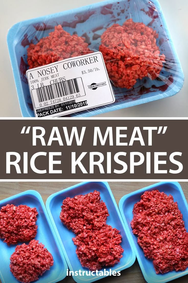 Raw Meat Rice Krispies Halloween Treats Recipe | Rice krispy meat, Printable road kill butcher labels halloween rice, Brain rice crispy treats