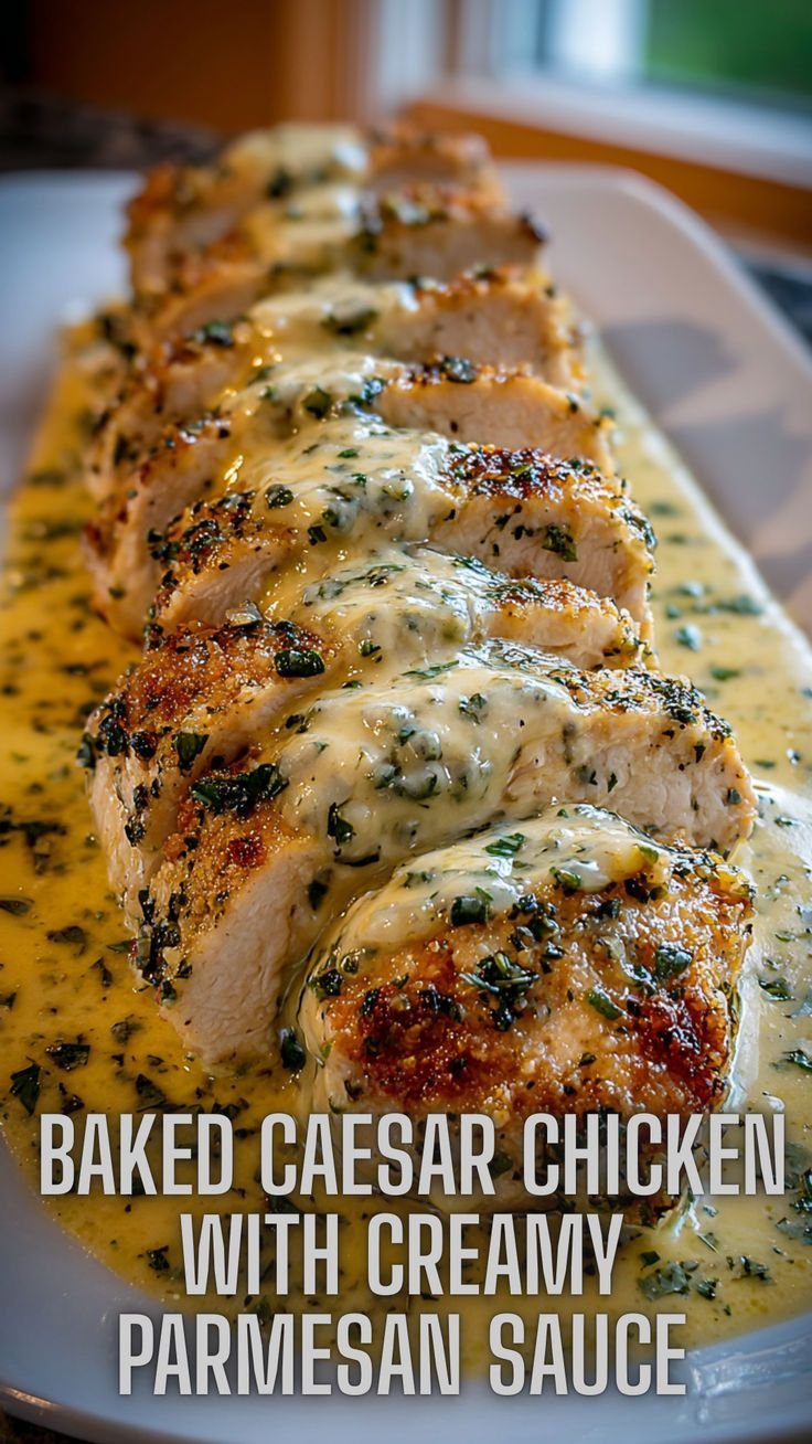 You’ll Crave This Baked Caesar Chicken with Creamy Parmesan Sauce—Get the Recipe Now