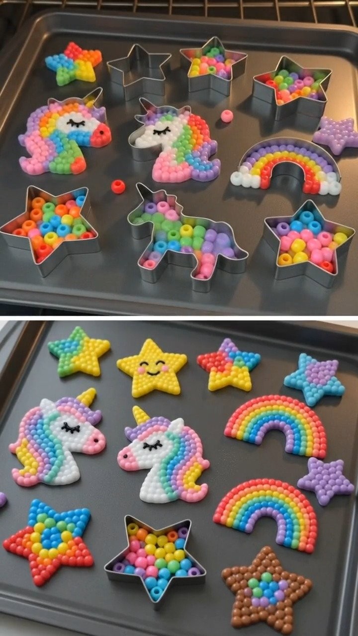 Geschmolzene Ponyperlen-Sonnenfänger schaffen lebendige durchsichtige Dekorationen, die im Sonnenlicht wunderschön funkeln ✨ Speichern Sie dieses Projekt!
