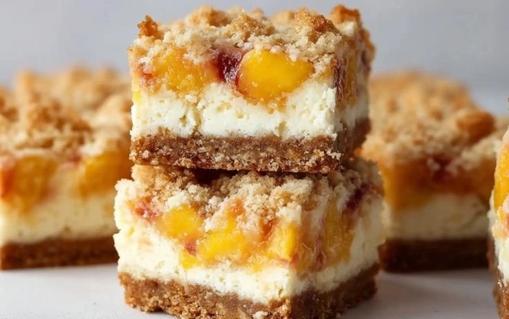 Peach Cobbler Cheesecake Bars