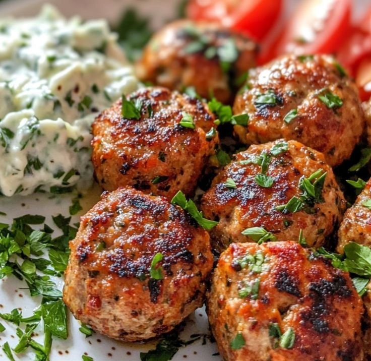 Greek Turkey Meatballs with Tzatziki