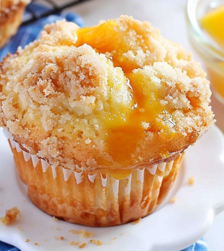 Homemade Peach Cobbler Muffins