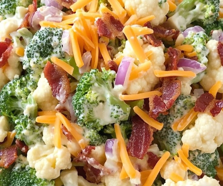 Creamy Broccoli Cauliflower Salad