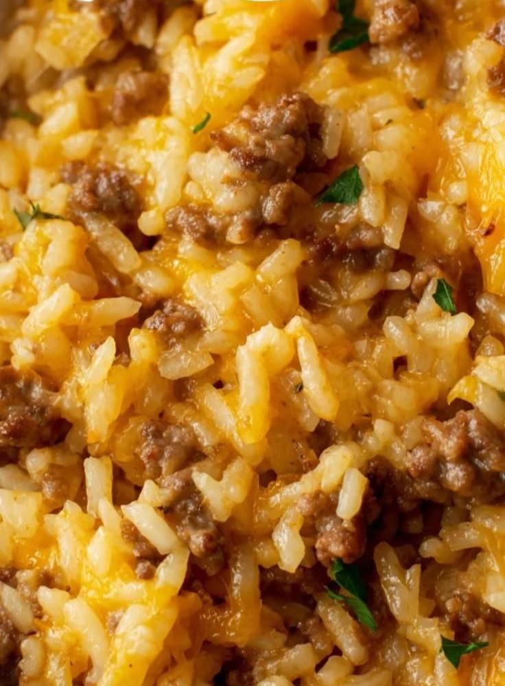 Cheesy Ground Beef and Rice Casserole