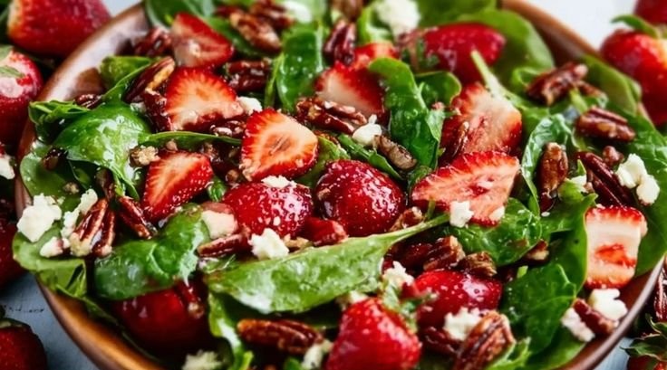 Spinach Strawberry Salad with Pecans