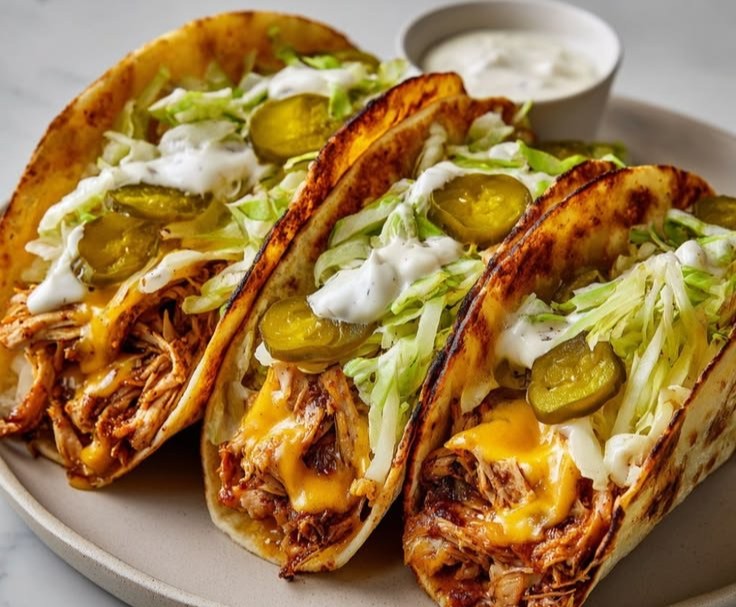 Dill Pickle Ranch Smash Chicken Tacos