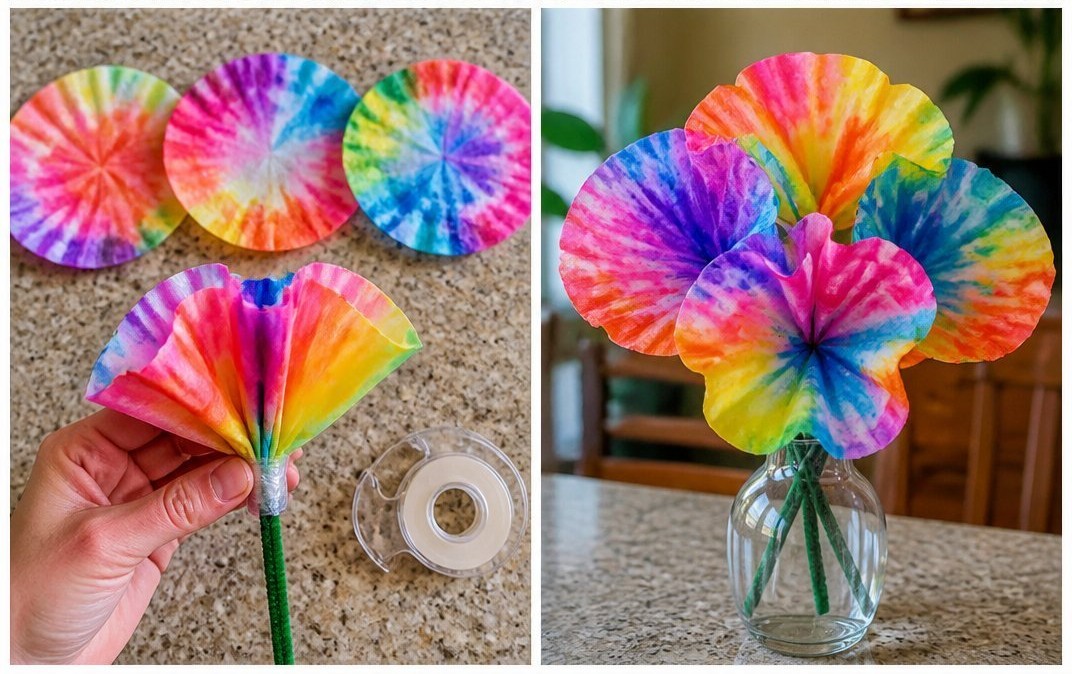 Tie-Dye Coffee Filter Flowers