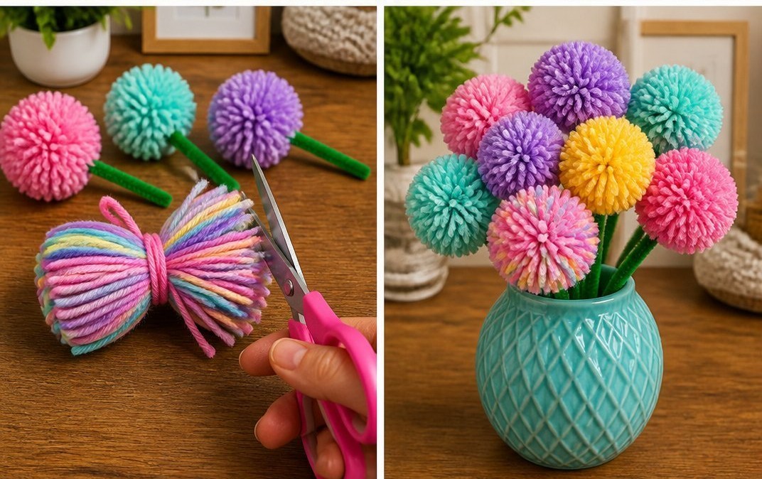 Fork Pom-Pom Flower Bouquet 6 Fork Pom-Pom Flower Bouquet