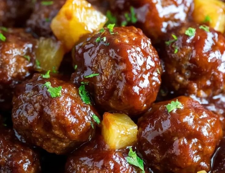 Slow Cooker Pineapple Barbecue Meatballs