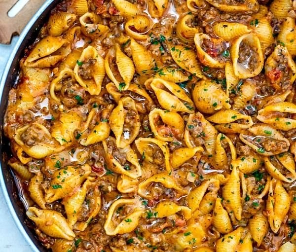 Creamy Beef and Shells