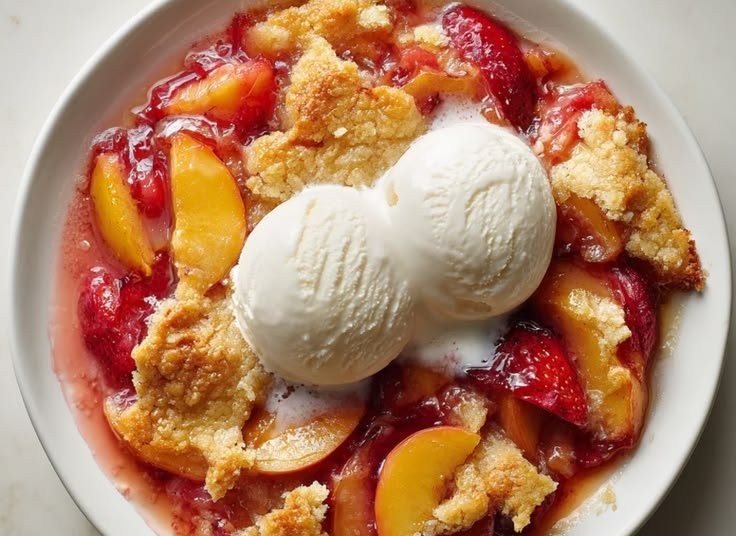 Peach Strawberry Cobbler