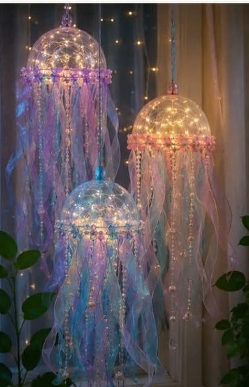 Home - DIY Glowing Jellyfish Lanterns Materials Main Body Clear Plastic Bowls, Ornaments, or Dome Lids Battery-Operated … | Glow in the Dark Party Theme, Under the Sea Birthday Party Decorations, Jellyfish Centerpiece