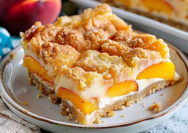 Peach Cobbler Cheesecake Bars