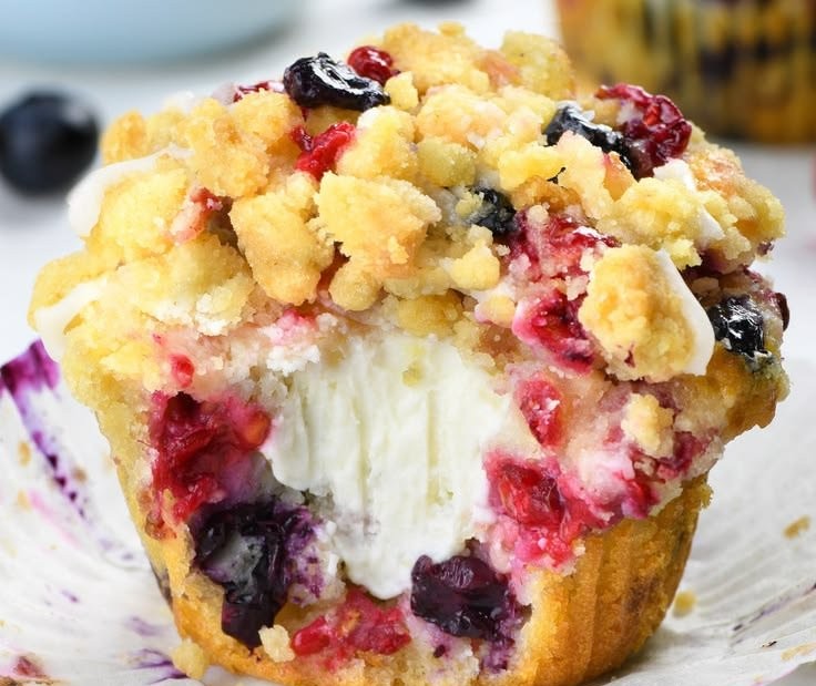 Best Summer Berry Cream Cheese Muffins
