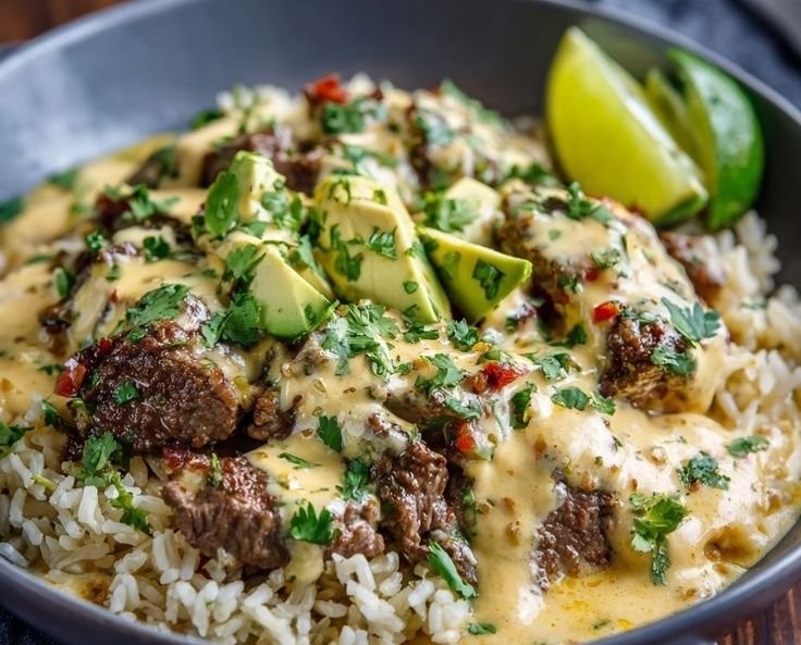 Steak Queso Rice