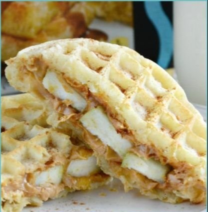 Peanut Butter Apple Waffle Sandwiches