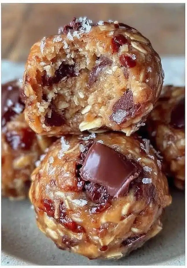 Easy No-Bake Peanut Butter Oat Energy Bites with Dark Chocolate Chips