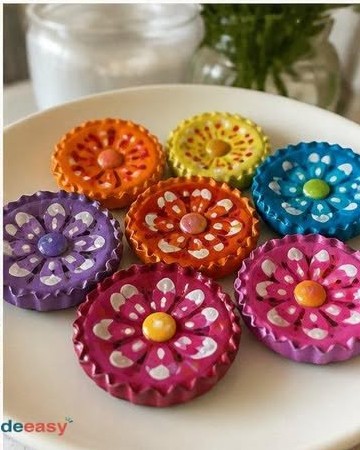 Einfache Anleitung zum Herstellen eines Flaschenverschluss-Blumenmagneten zu Hause ❤️