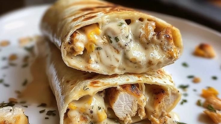 Keto Cheesy Garlic Chicken Wraps