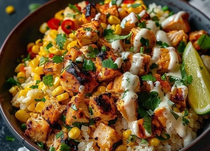 Street Corn Chicken Rice Bowl