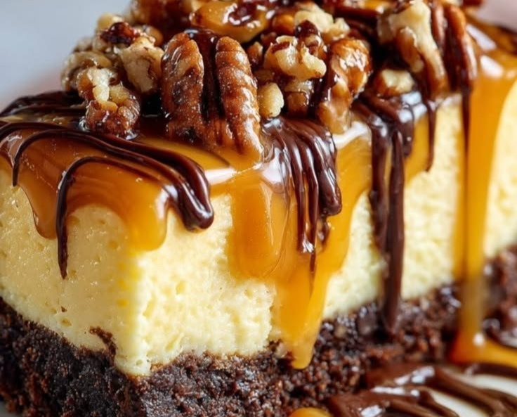 No Bake Turtle Cheesecake