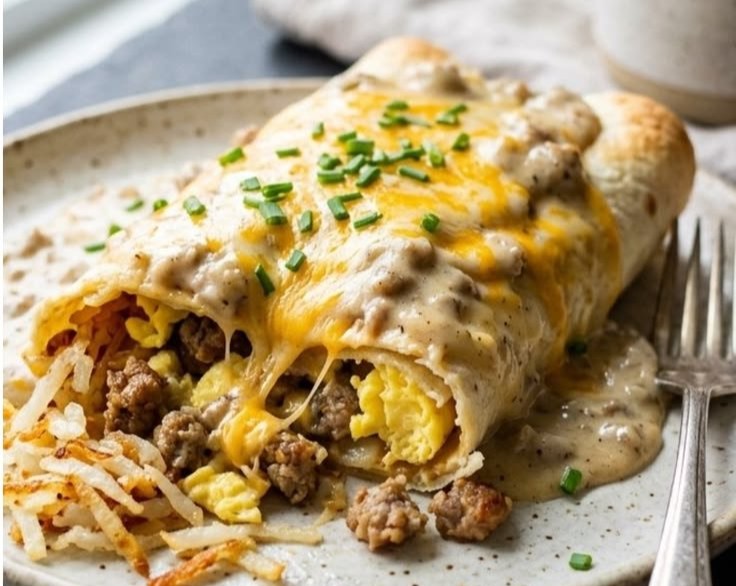 Delicious Breakfast Enchiladas with Sausage Gravy