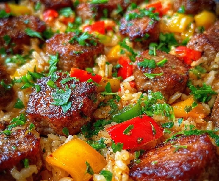 One Pan Cajun Honey Butter Sausage Rice