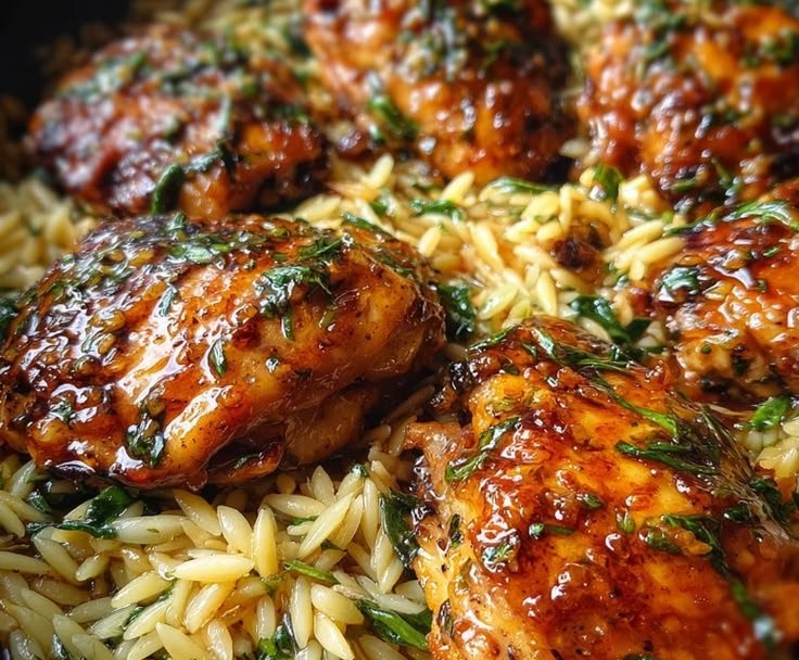 One Pan Sweet Honey Garlic Parmesan Chicken Orzo