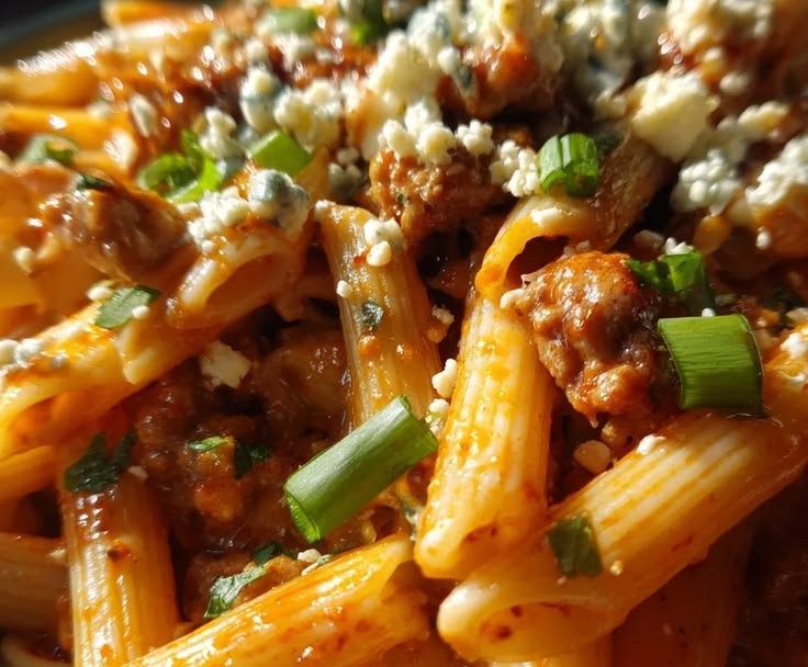 Sticky Sweet Buffalo Garlic Butter Sausage Penne