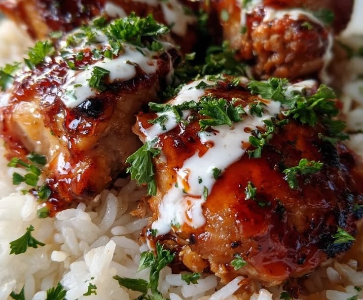 Creamy Honey BBQ Garlic Butter Chicken Rice